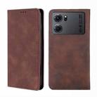 For OPPO K10 5G Skin Feel Magnetic Horizontal Flip Leather Phone Case(Dark Brown) - 1