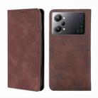 For OPPO K10 Pro 5G Skin Feel Magnetic Horizontal Flip Leather Phone Case(Dark Brown) - 1