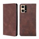For OPPO Reno7 4G/F21 Pro 4G Skin Feel Magnetic Horizontal Flip Leather Phone Case(Dark Brown) - 1