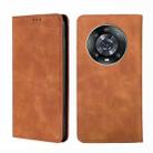 For Honor Magic4 Pro Skin Feel Magnetic Horizontal Flip Leather Phone Case(Light Brown) - 1