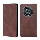 For Honor Magic4 Pro Skin Feel Magnetic Horizontal Flip Leather Phone Case(Dark Brown) - 1