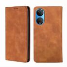 For Honor X7 4G Skin Feel Magnetic Horizontal Flip Leather Phone Case(Light Brown) - 1