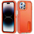 For iPhone 14 Pro 3 in 1 Rugged Holder Phone Case (Transparent + Orange) - 1