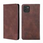 For Samsung Galaxy A03 EU Edition 166mm Skin Feel Magnetic Horizontal Flip Leather Phone Case(Dark Brown) - 1