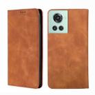 For OnePlus ACE/10R Skin Feel Magnetic Horizontal Flip Leather Phone Case(Light Brown) - 1