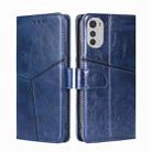 For Motorola Moto E32 4G Geometric Stitching Horizontal Flip Leather Phone Case(Blue) - 1