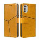 For Motorola Moto E32 4G Geometric Stitching Horizontal Flip Leather Phone Case(Yellow) - 1