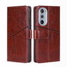 For Motorola Moto Edge+ 2022/Edge 30 Pro Geometric Stitching Horizontal Flip Leather Phone Case(Dark Brown) - 1