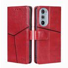 For Motorola Moto Edge+ 2022/Edge 30 Pro Geometric Stitching Horizontal Flip Leather Phone Case(Red) - 1