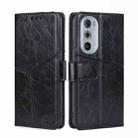 For Motorola Moto Edge+ 2022/Edge 30 Pro Geometric Stitching Horizontal Flip Leather Phone Case(Black) - 1