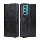 For Motorola Edge 30 Geometric Stitching Horizontal Flip Leather Phone Case(Black) - 1