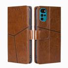 For Motorola Moto G22 Geometric Stitching Horizontal Flip Leather Phone Case(Light Brown) - 1