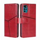 For Motorola Moto G22 Geometric Stitching Horizontal Flip Leather Phone Case(Red) - 1