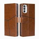 For Motorola Moto G52 4G/G82 5G Geometric Stitching Horizontal Flip Leather Phone Case(Light Brown) - 1