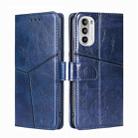 For Motorola Moto G52 4G/G82 5G Geometric Stitching Horizontal Flip Leather Phone Case(Blue) - 1