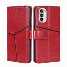 For Motorola Moto G52 4G/G82 5G Geometric Stitching Horizontal Flip Leather Phone Case(Red) - 1