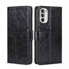 For Motorola Moto G52 4G/G82 5G Geometric Stitching Horizontal Flip Leather Phone Case(Black) - 1