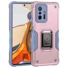 For Xiaomi 11T / 11T Pro Ring Holder Non-slip Shockproof Armor Phone Case(Rose Gold) - 1