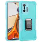 For Xiaomi 11T / 11T Pro Ring Holder Non-slip Shockproof Armor Phone Case(Mint Green) - 1