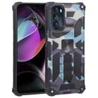 For Motorola Moto G 2022 Camouflage Armor Kickstand TPU + PC Magnetic Phone Case(Light Blue) - 1