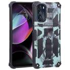 For Motorola Moto G 2022 Camouflage Armor Kickstand TPU + PC Magnetic Phone Case(Mint Green) - 1