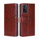 For OPPO A36 4G/A76 4G Global Geometric Stitching Horizontal Flip Leather Phone Case(Dark Brown) - 1