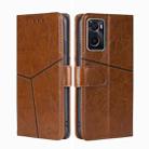 For OPPO A36 4G/A76 4G Global Geometric Stitching Horizontal Flip Leather Phone Case(Light Brown) - 1