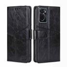 For OPPO A36 4G/A76 4G Global Geometric Stitching Horizontal Flip Leather Phone Case(Black) - 1