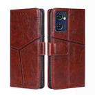 For OPPO Find X5 Lite Geometric Stitching Horizontal Flip Leather Phone Case(Dark Brown) - 1
