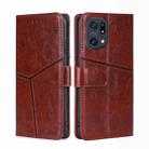 For OPPO Find X5 Pro Geometric Stitching Horizontal Flip Leather Phone Case(Dark Brown) - 1