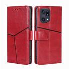 For OPPO Find X5 Pro Geometric Stitching Horizontal Flip Leather Phone Case(Red) - 1