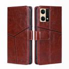 For OPPO Reno7 4G/F21 Pro 4G Geometric Stitching Horizontal Flip Leather Phone Case(Dark Brown) - 1