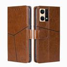 For OPPO Reno7 4G/F21 Pro 4G Geometric Stitching Horizontal Flip Leather Phone Case(Light Brown) - 1