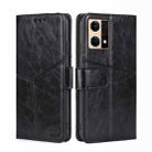 For OPPO Reno7 4G/F21 Pro 4G Geometric Stitching Horizontal Flip Leather Phone Case(Black) - 1