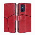 For OPPO Reno7 5G Global Geometric Stitching Horizontal Flip Leather Phone Case(Red) - 1