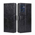 For OPPO Reno7 5G Global Geometric Stitching Horizontal Flip Leather Phone Case(Black) - 1