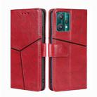 For OPPO Realme 9 Pro Geometric Stitching Horizontal Flip Leather Phone Case(Red) - 1