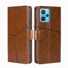 For OPPO Realme 9 Pro+ Geometric Stitching Horizontal Flip Leather Phone Case(Light Brown) - 1