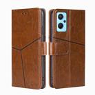 For OPPO Realme 9i Geometric Stitching Horizontal Flip Leather Phone Case(Light Brown) - 1