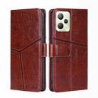 For OPPO Realme C35 Geometric Stitching Horizontal Flip Leather Phone Case(Dark Brown) - 1