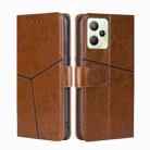 For OPPO Realme C35 Geometric Stitching Horizontal Flip Leather Phone Case(Light Brown) - 1