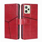 For OPPO Realme C35 Geometric Stitching Horizontal Flip Leather Phone Case(Red) - 1