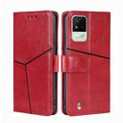 For OPPO Realme Narzo 50i Geometric Stitching Horizontal Flip Leather Phone Case(Red) - 1