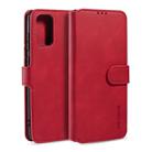 For Galaxy S20 DG.MING Retro Oil Side Horizontal Flip Case with Holder & Card Slots & Wallet(Red) - 1