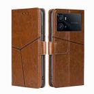 For vivo iQOO 9 Pro 5G Geometric Stitching Horizontal Flip Leather Phone Case(Light Brown) - 1