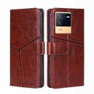 For vivo iQOO Neo6 5G Geometric Stitching Horizontal Flip Leather Phone Case(Dark Brown) - 1