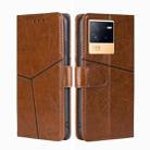 For vivo iQOO Neo6 5G Geometric Stitching Horizontal Flip Leather Phone Case(Light Brown) - 1