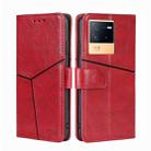 For vivo iQOO Neo6 5G Geometric Stitching Horizontal Flip Leather Phone Case(Red) - 1