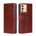 For vivo S12 5G/V23 Geometric Stitching Horizontal Flip Leather Phone Case(Dark Brown) - 1