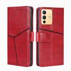 For vivo S12 5G/V23 Geometric Stitching Horizontal Flip Leather Phone Case(Red) - 1